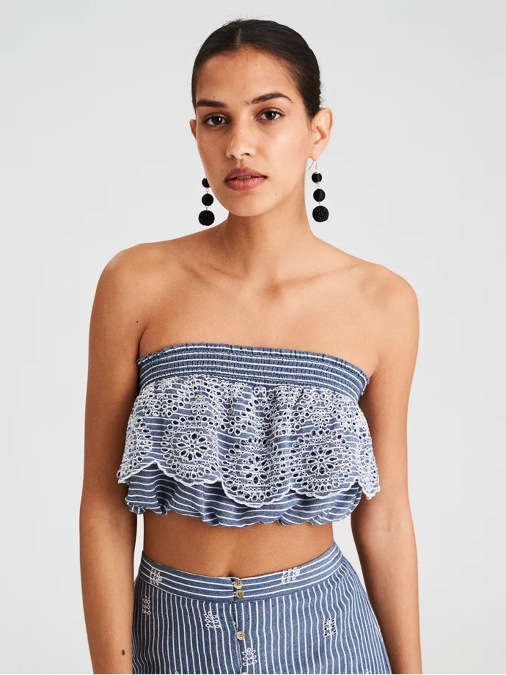 Smocked Strapless Eyelet Ruffle Summer Set